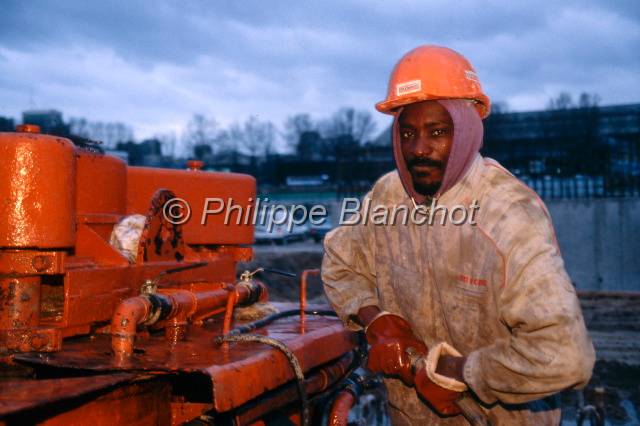 Chantier RATP Paris 14.JPG - Chantier de la RATP, construction du siège social entre 1993 et 1994, quai de la Rapée, Paris 12e